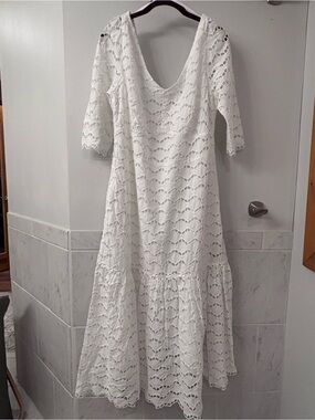 Gretchen Scott Designs White Lace Maxi Dress